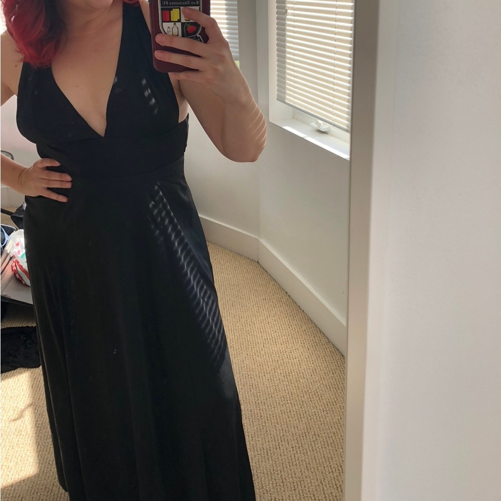 Full length black Forever 21 formal dress, worn for a wedding.